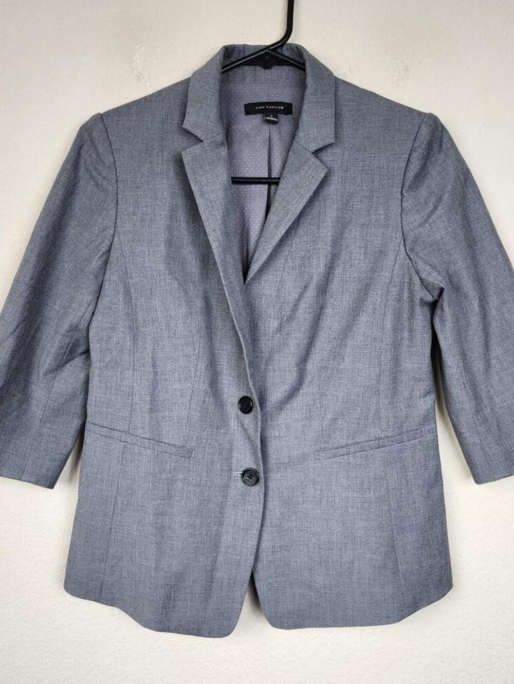 Ann Taylor Grey Gray Size 2 Blazer Suit Work Jacket
